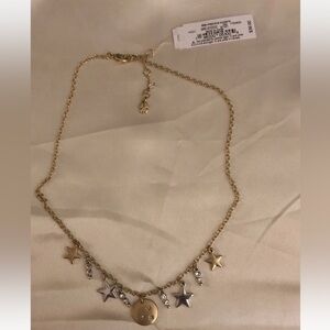 Lucky Brand Two Tone Stars, Double Crystal & Disc Charm Necklace NWT